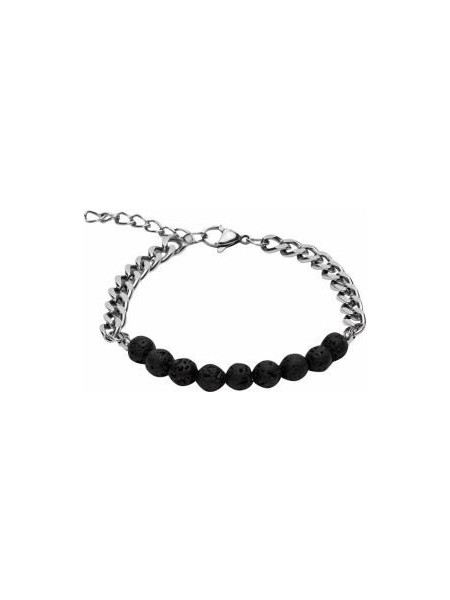 Βραχιόλι Χεριού Viro Stainless Steel - Lava Stone - 607139