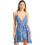 Funky Buddha Mini Καλοκαιρινό Καθημερινό Φόρεμα Floral Μεταξωτό Μπλε FBL011-117-13
