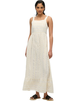 Superdry Maxi Καλοκαιρινό Καθημερινό Φόρεμα Εκρού W8011872A-ZEA