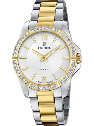 Festina Γυναικείο Ρολόι με Κίτρινο Ασημί Μεταλλικό Μπρασελέ F20594/1