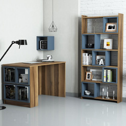 Hanah Home Box Σετ Γραφείο με Βιβλιοθήκη Walnut / Chalcedony 120x65x75cm 845HCT3809