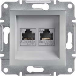 Schneider Asfora πρίζα πληροφορικής RJ45 cat5e U/UTP διπλή Αλουμίνιο - EPH4400161