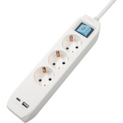 Spacer PP-3-30-TC-USB Πολύπριζο με USB-A, USB-C και Καλώδιο 3m