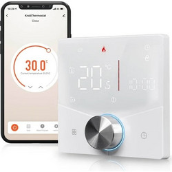 MOES WHT-009 Smart WiFi Θερμοστάτης με Περιστροφικό Διακόπτη για Φυσ. Αέριο ή Πετρέλαιο (Λευκό)