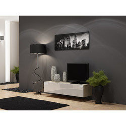 Cama Meble Έπιπλο Τηλεόρασης Sonoma/White Gloss Μ140xΠ40xΥ30cm Vigo 140