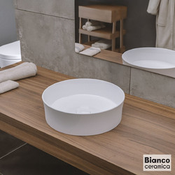 Bianco Elvira Επικαθήμενος Νιπτήρας Μπάνιου Στρογγυλός Πορσελάνης 38cm Λευκός 528-34780-300