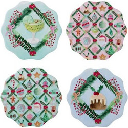 Maxwell & Williams Σουβέρ 10cm Πολύχρωμα Κεραμικά Tis The Season σε Συσκευασία Δώρου -Σετ 4 Τεμαχίω