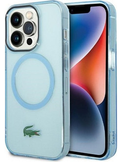 LACOSTE Iphone 15 Pro 6.1 Blue Hardcase Transparent Magsafe - (LCHMP15LULOLB)