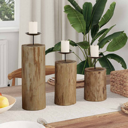 Κηροπήγιο 3 pcs Φυσικό Μασίφ ξύλο teak