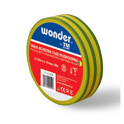 Μονωτική Ταινία Ηλεκτρολογική Wonder 19mmx20m Πράσινη-Κίτρινη