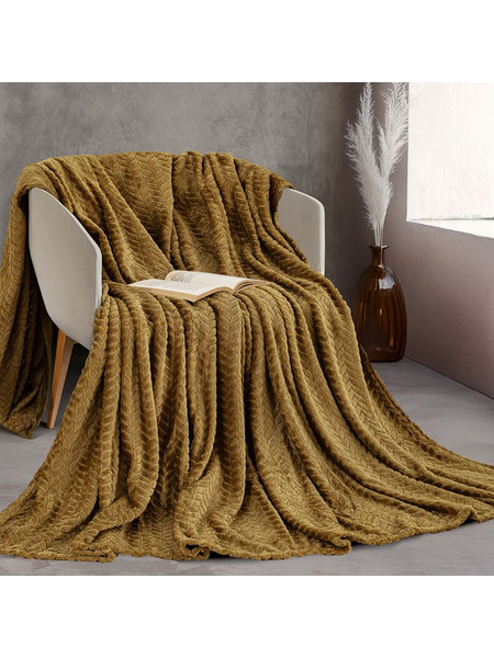 Κουβέρτα Fleece Υπέρδιπλη 220X240 Rythmos Harmonie Χρυσο (220x240)