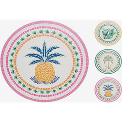 Στρογγυλό σουπλά με τροπικά prints (3σχ.)38cm
