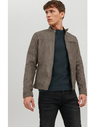 Jack & Jones Faux Suede Light Jacket 12147218-Chocolate Fondant