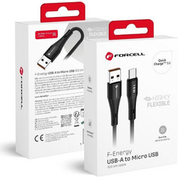 FORCELL F-Energy C341 Cable Usb A To Micro Usb QC3.0 2,4A 18W Silicone 1 m black