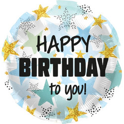 Μπαλόνι Foil Birthday Stars Blue 45εκ