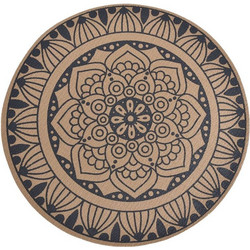 Σουπλά Στρογγυλό Βινύλιο Μπεζ Μαύρο Σχέδιο Mandala O38cm