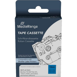 Ετικέτες Γενικής Χρήσης Mediarange (Brother TZ-531/TZe-531, 12mm, 8m, Laminated and Permanent Adhesive, Black on Blue) (MRBTZ531)