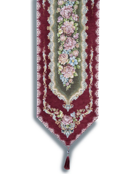 Βελούδινη Τραβέρσα Jacquard 35x140cm 8300 Burgundy