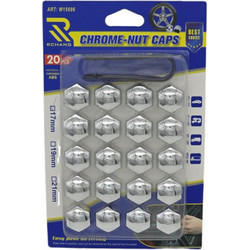 Καπάκια Πλαστικών Μπουλονιών για Κλειδί 17mm 20τμχ 5000-33 Χρώμιο