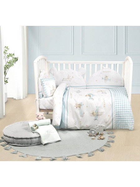 Σετ Παπλωματοθήκη Κούνιας 110x145 Nima Joy Ride Turquoise-White