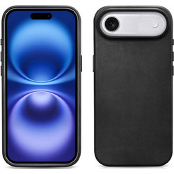 iCarer Leather with Camera Button MagSafe Back Cover Black (iPhone Air)