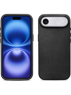iCarer Leather with Camera Button MagSafe Back Cover Black (iPhone Air)