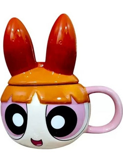 3D Κεραμική Κούπα Γυαλιστερή 350ml με Καπάκι Blossom Powerpuff Girls