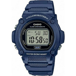 Casio Standard Ψηφιακό Ανδρικό Ρολόι Χρονογράφος με Μπλε Καουτσούκ Λουράκι W-219H-2AVEF