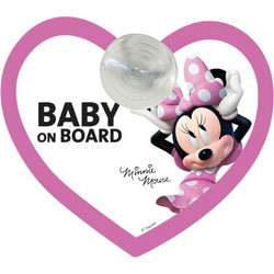 Disney Minnie Mouse Πινακίδα Σήμανσης Baby on Board με Βεντούζα, 1τμχ