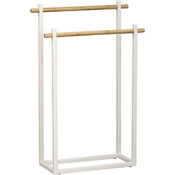 Κρεμάστρα διπλη μεταλ.για πετσετες λευκη/bamboo 53X20X82