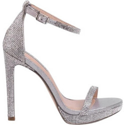Steve Madden Milano Γυναικεία Πέδιλα Ασημί με Λεπτό Ψηλό Τακούνι Φιάπα και Στρας SM11000897-02003-998