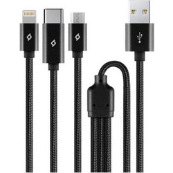 ttec AlumiCable Trio Charge/Data Cable Type-C Lightning Micro USB 100cm Black - (2DK39S)