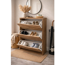 Stewe Home Παπουτσοθήκη Ξύλινη Καρυδί M60xΠ24xΥ120cm STE-004981-P4981