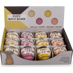 Fizzy Bath Bombs Φρουτώδη Αρώματα 180g - Αναβράζουσες Μπάλες Μπάνιου XL - 4 Ποικιλίες
