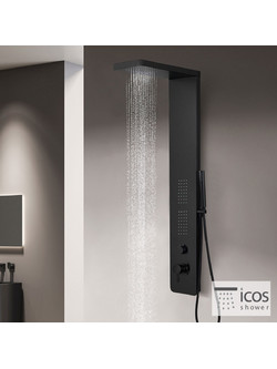 Στήλη Ντους υδρομασάζ Icos Shower Opra-400 Ματ Μαύρο