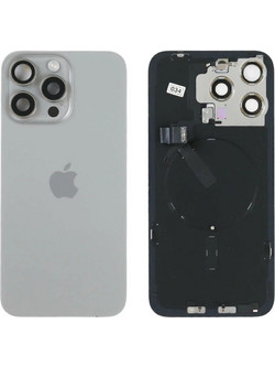 Γνήσιο Πίσω Γυαλί με NFC Flex/Flash & Camera lens για iPhone 15 Pro Max - Natural Titanium