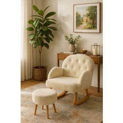Stewe Home Κουνιστή Πολυθρόνα Λευκή 60x65x60