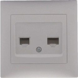 Stinel Πρίζα Τηλεφώνου + CAT6 Λευκή - Συνδυασμός RJ11 & RJ45, Χωνευτή & IP20