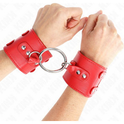 Kink Fixed with Ring & Studs Χειροπέδες Κόκκινες