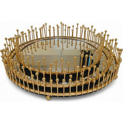 Διακοσμητικοί Δίσκοι (Σετ 3Τμχ) DWOA1016 25/30/35cm Gold Espiel Μέταλλο,Γυαλί