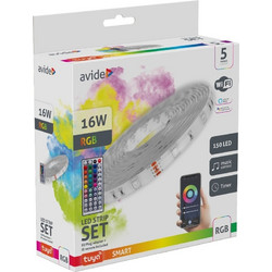 Avide Αδιάβροχη Ταινία LED 12V RGB Φως 5m με Τροφοδοτικό & Τηλεχειριστήριο ALSB5050RGBTUYA44-5M