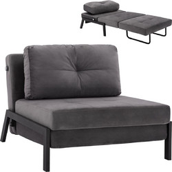 HomeMarkt Πολυθρόνα Κρεβάτι Βελούδινη Γκρι Constance HM3078.11