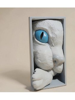 Άβαφη 3D Φιγούρα Book Nook Collection Cat Curious για Βάψιμο DIY (Δώρο τα Χρώματα)