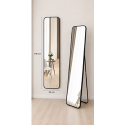 Ολόσωμος Καθρέπτης Δαπέδου και Τοίχου - 146cm x34 x 3 cm Μαύρος