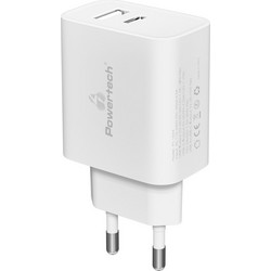 Powertech PT-1044 Φορτιστής Χωρίς Καλώδιο με Θύρα USB-A & USB-C 30W Quick Charge 3.0 White