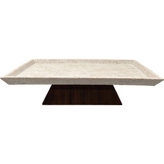 TRAVERTINO ΔΙΣΚΟΣ ΔΙΑΚΟΣΜΗΣΗΣ 40x22x10cm POLYRESIN STONE ΚΑΦΕ ΣΚΟΥΡΟ