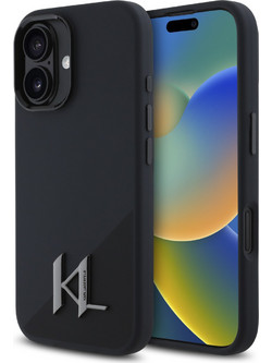 Karl Lagerfeld Initial Metal Logo Silicone MagSafe Case Black (iPhone 16)