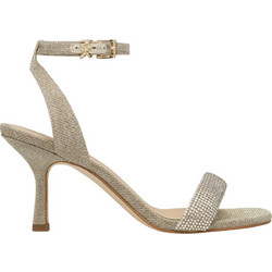 Michael Kors Γυναικεία Πέδιλα Suede Χρυσά με Λεπτό Ψηλό Τακούνι και Στρας 40R4CEMS1D-740