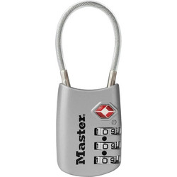 Master Lock 4688EURD Αλουμινένιο Λουκέτο με Συρματόσχοινο Συνδυασμού με Πιστοποίηση TSA 30mm Ασημί 468800112