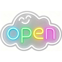 Πολύχρωμη Επιγραφή Νέον LED OPEN 22x40cm με σχέδιο Σύννεφο με Τροφοδοσία USB (Αντιγραφή)